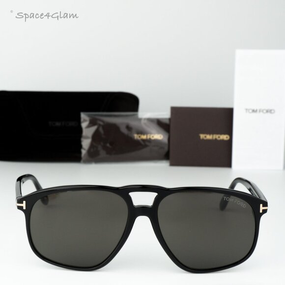 Tom Ford Women Sunglasses Shiny Black Smoke Pilot FT1000/S PIERRE 01A BRAND NEW main image 9